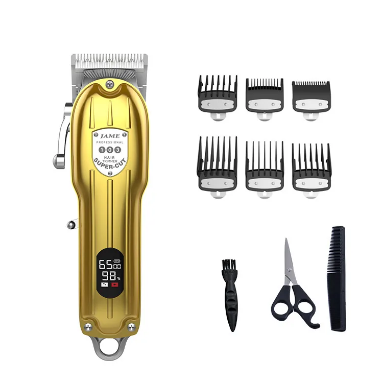 JM-103 metal OEM hair clipper with digital display and guide combs