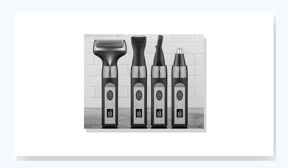 Black and silver multi-head grooming sample, site reference K03
