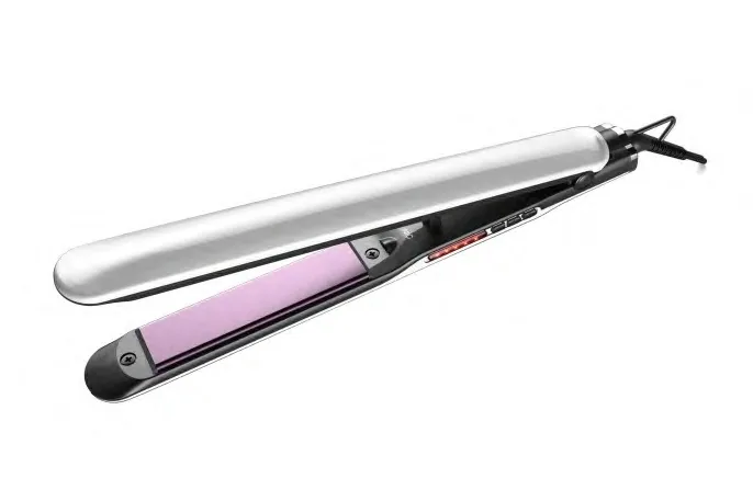 Silver corded clamp-style hair-straightener sample, site reference O04