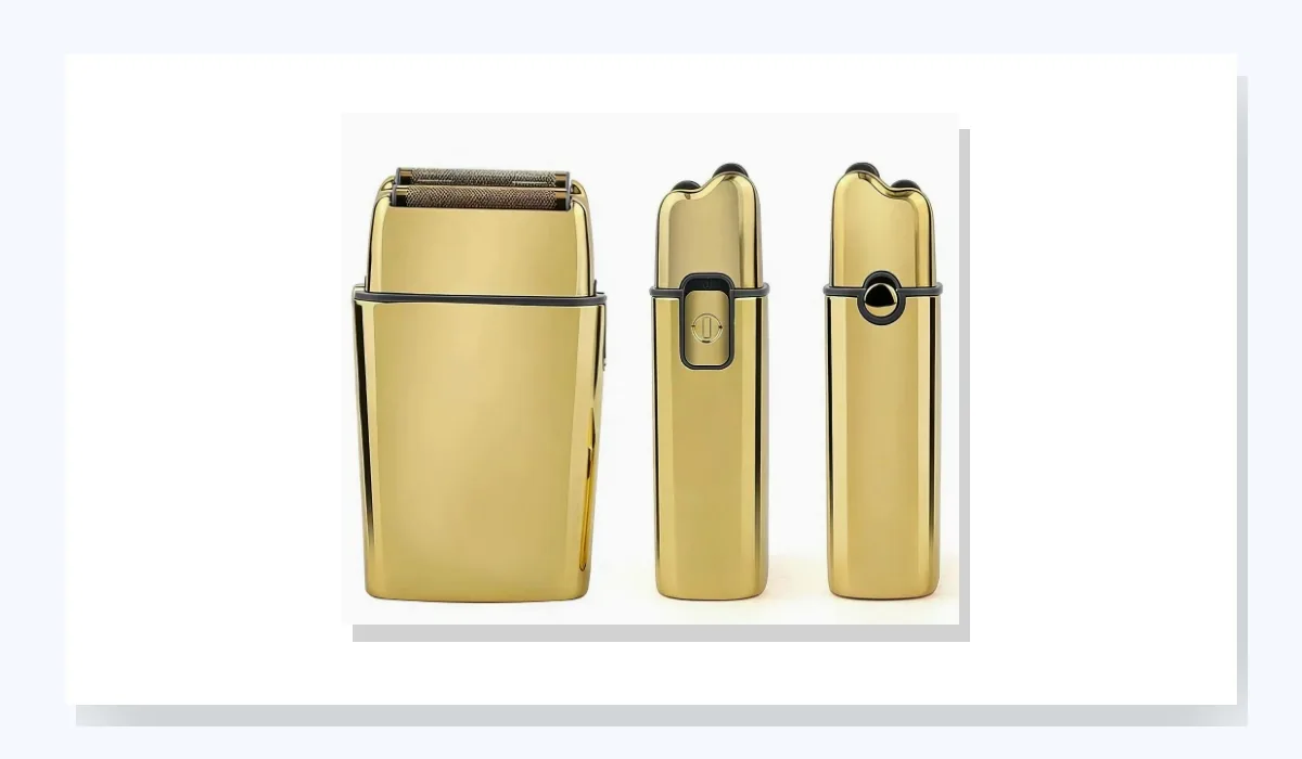 Gold-tone foil electric shaver sample, site reference S04